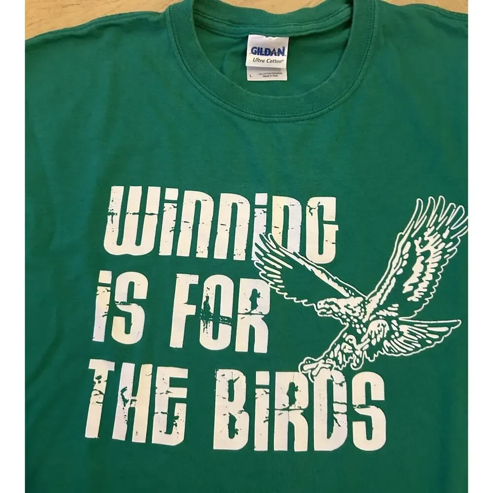 VTG PHILADELPHIA EAGLES T Shirt L “ Winning Is For Birds” Kelly Green Old NFL - Picture 5 of 10